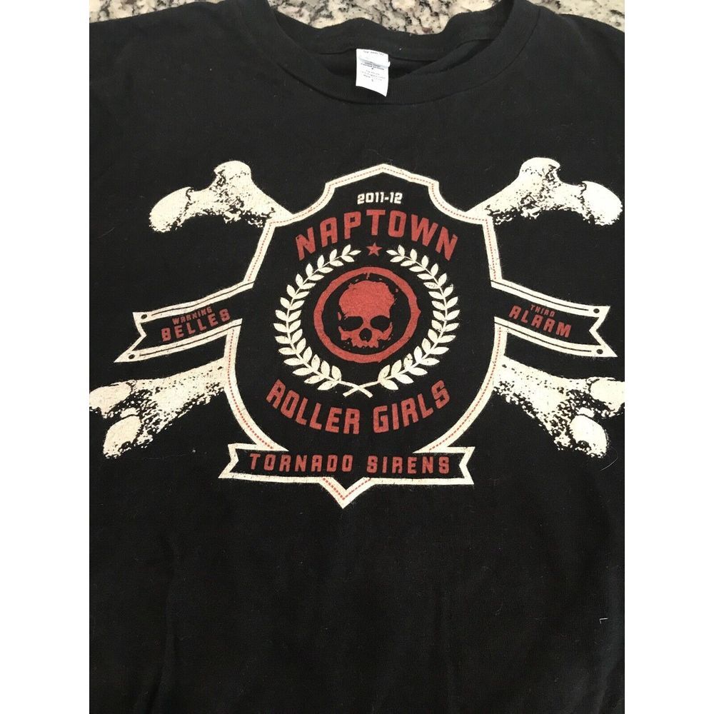 Naptown Roller Girls T-Shirt Small 2011-12 Black‎ Skull